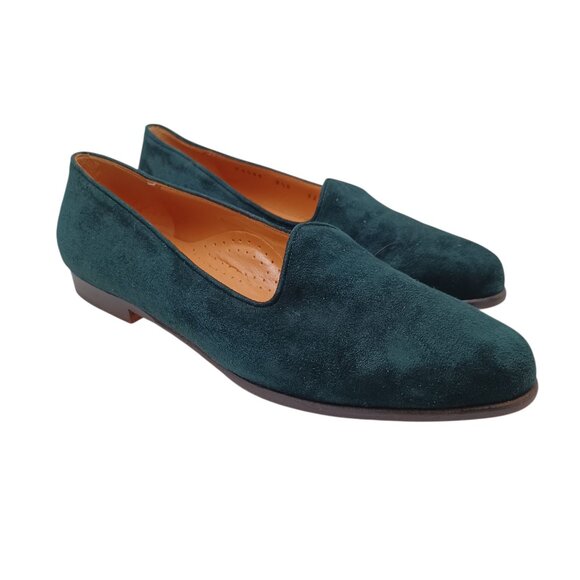 Cole Haan Loafers Green Suede Flats Slip On Almond Toe Classic Womens 8.5 - Picture 1 of 13